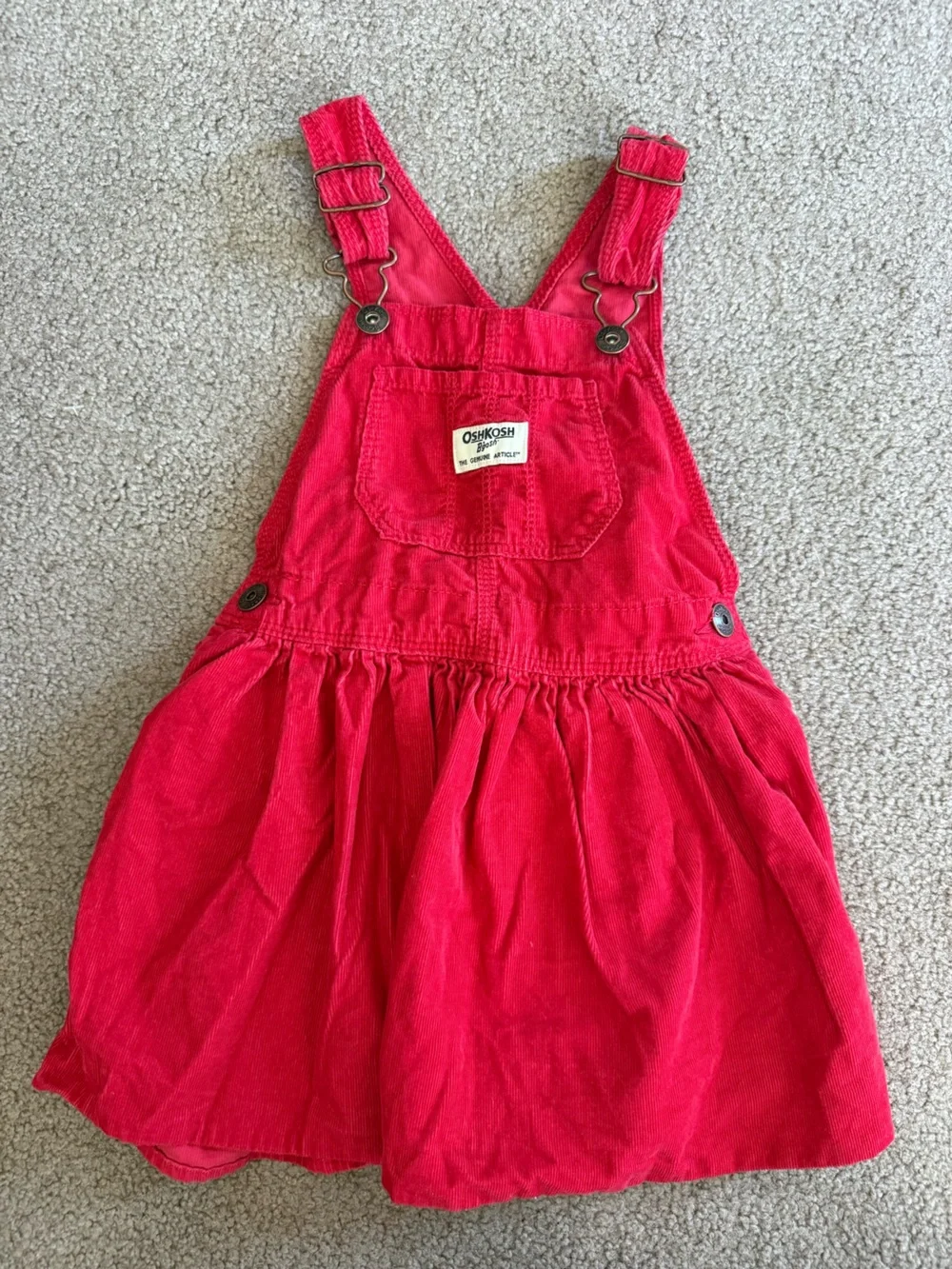 OshKosh B'gosh Bright Red Corduroy Girls' Overall Dress